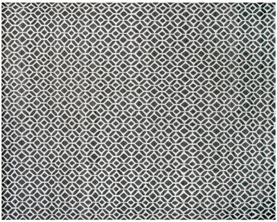 Aga John Oriental Rugs One-of-a-Kind Hand-Knotted Charcoal/Ivory 11'8" x 14'9" Wool Area Rug