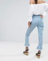 Thumbnail for your product : PrettyLittleThing Frill Hem Straight Leg Jean