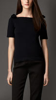 Thumbnail for your product : Burberry Bow Shoulder Mercerised Cotton Top