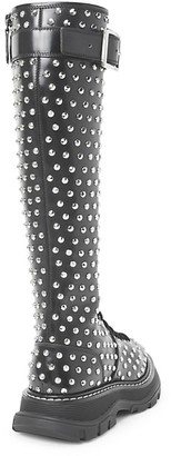 Alexander McQueen Studded Tread Lace-Up Leather Boots