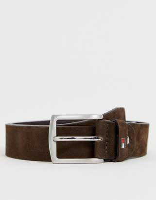Tommy Hilfiger Denton 3.5cm suede adjustable belt in brown