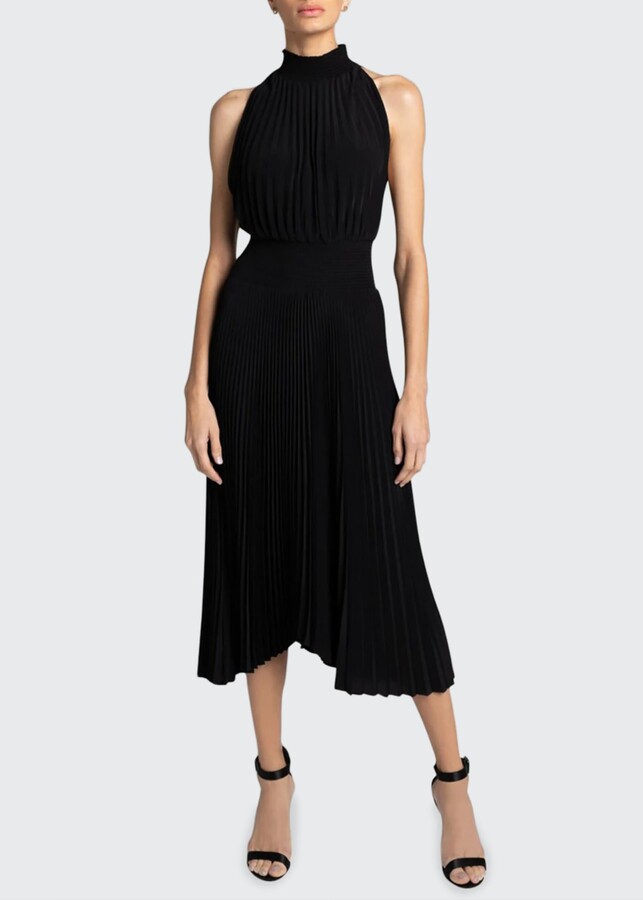 black fitted halter dress