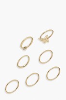 Thumbnail for your product : boohoo Gold Butterfly Mixed 6 Pack Ring Set