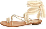 Thumbnail for your product : Rene Caovilla Pearlescent Ribbon Flat Sandals, Beige