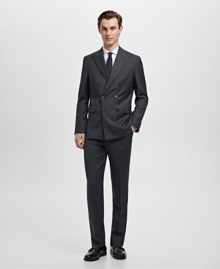 MANGO Men's Turin Wool Double-Breasted Suit Jacket