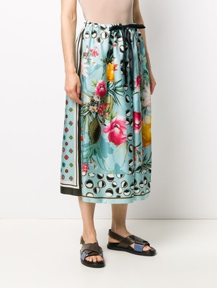 Altea Mixed-Print Silk Skirt