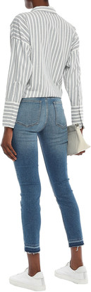 Current/Elliott The Stiletto Cropped Distressed Mid-rise Skinny Jeans