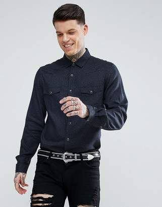 ASOS Design Party Regular Fit Leopard Print Studded Shirt With Revere Collar