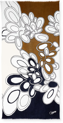 Diane von Furstenberg Petal Colorblock Voile Scarf, Blue/Brown