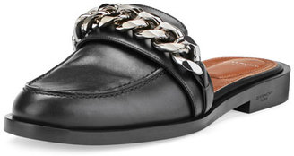 Givenchy Chain Leather Loafer Mule, Black