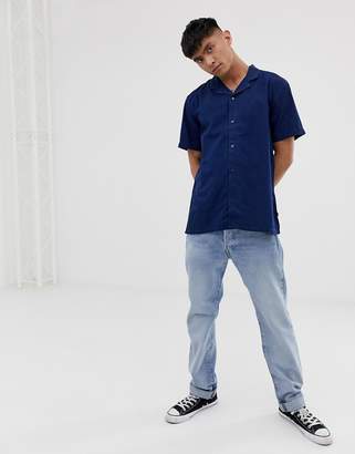 Levi's Cubano short sleeve denim shirt revere collar in flat finish-Blue