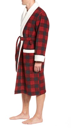 Nordstrom Plaid Fleece Robe with Faux Shearling Lining