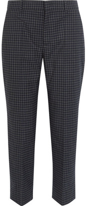 Prada Cropped Checked Flannel Straight-leg Pants - Charcoal