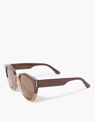 Marni Driver Round Frame Sunglasses in Brown