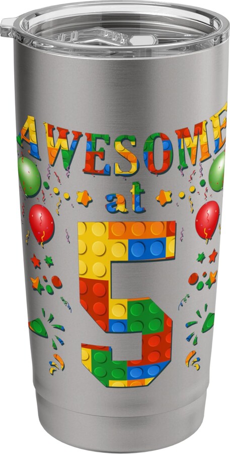 Building Blocks Bricks Awesome Birthday Boy Tees Building Blocks Bricks Awesome at 5 Years Old Birthday Boy Stainless Steel Insulated Tumbler