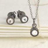 Thumbnail for your product : Embers Black Gold White Topaz Earrings And Necklace Set