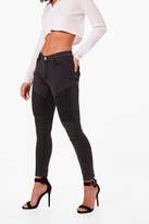 Thumbnail for your product : boohoo Mid Rise Denim Biker Jeans