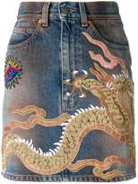 Thumbnail for your product : Gucci dragon motif denim skirt