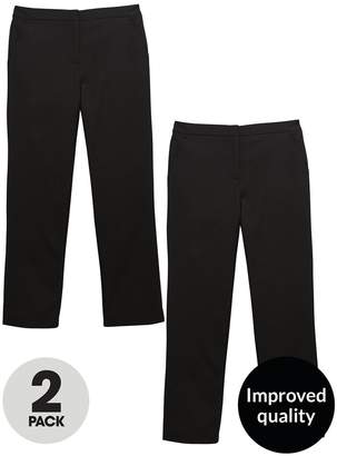 Very Girls 2 Pack Woven School Trousers - Black