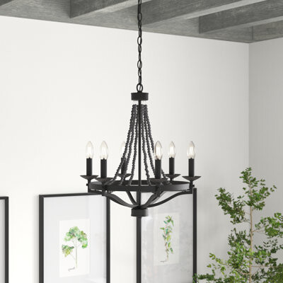Laurel Foundry Modern Farmhouse Speier 6 - Light Candle Style Empire Dimmable Entryway Beaded Chandelier