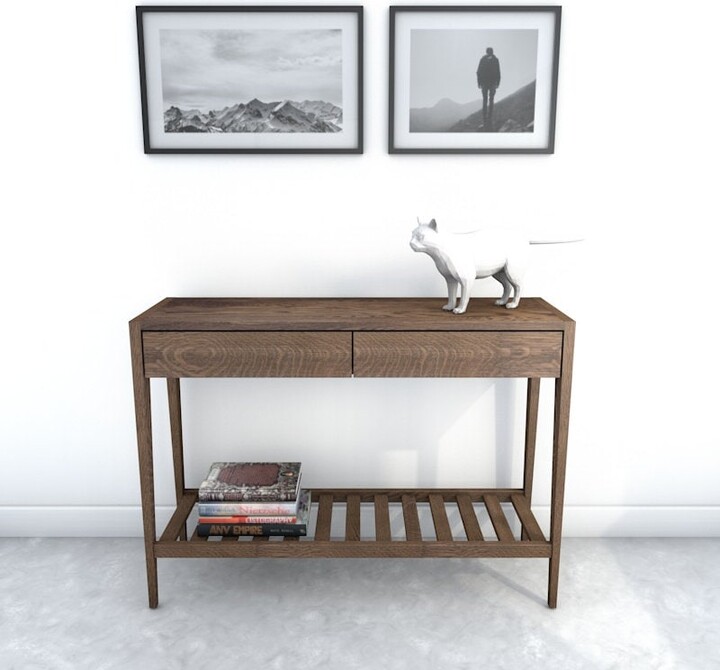 Etsy Solid Oak Console Table Entryway Charging Station Slim Leg Design