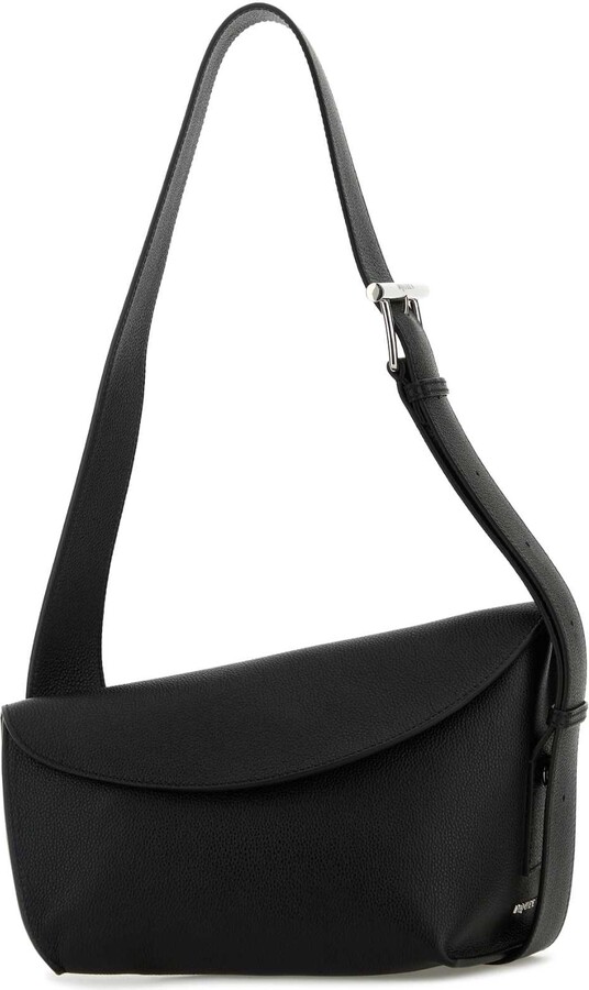 Alexander McQueen Black Leather Sling T-bar Crossbody Bag