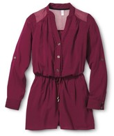Thumbnail for your product : Xhilaration Rolled Sleeve Romper Burgundy