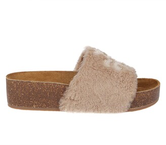 Tory Burch Double T Shearling Flatform - ShopStyle Sandals