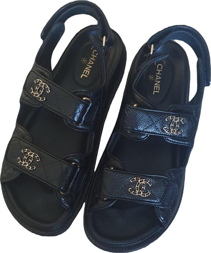 Dad sandals leather sandal Chanel Black size 6.5 US in Leather