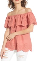 Thumbnail for your product : BP Eyelet Ruffle Off the Shoulder Top