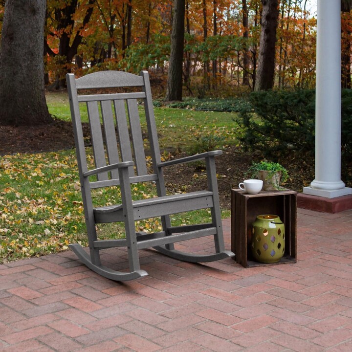 Polywood Presidential Recycled Plastic Rocking Chair in Slate Gray by
