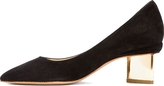 Thumbnail for your product : Nicholas Kirkwood Black Suede Gold-Heeled Pumps