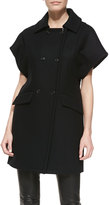 Thumbnail for your product : Michael Kors Short-Sleeve Double-Breasted Coat, Black
