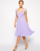 Thumbnail for your product : ASOS COLLECTION Lace Insert Pleated Midi Dress