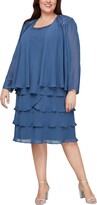 Thumbnail for your product : SL Fashions Lace Shoulder Beaded Tiered Dress
