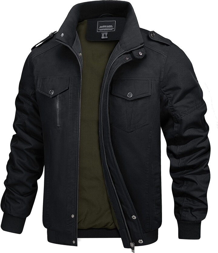 TACVASEN Cotton Jacket for Men Lightweight Cargo Jackets Winter Work ...