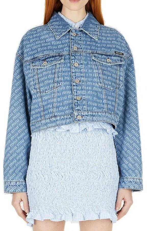 Miu Miu Logo Printed Cropped Jacket ShopStyle