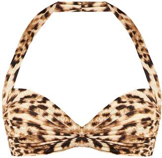 Norma Kamali Bill Bra leopard-print bandeau bikini top