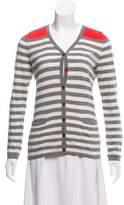 Thumbnail for your product : Basler Striped V-Neck Cardigan Grey Striped V-Neck Cardigan