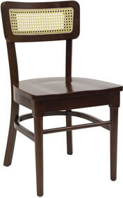 ERF, Inc. Indoor Walnut Beechwood Chair with Faux Cane Rattan Back