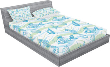 Ambesonne Marine Ocean Shell Starfish Oyster Mollusk Sea Horse Underwater Aquatic Sheet Set