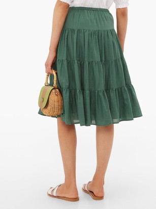 Loup Charmant Falco Tiered Cotton-voile Skirt - Green