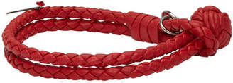 Bottega Veneta Red Intrecciato Knot Bracelet
