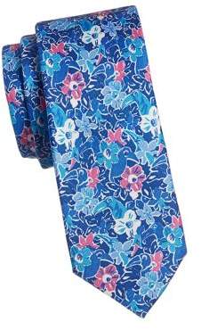 Tommy Hilfiger Tropical Floral Print Silk Tie