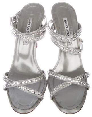 Manolo Blahnik Satin Embellished Sandals