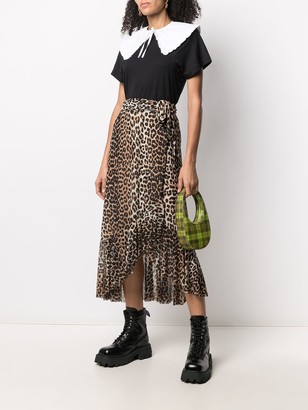 Ganni Leopard Print Tie Waist Skirt