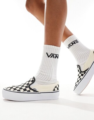 Vans Classic Slip-On Platform checkerboard sneakers in black and white -  ShopStyle