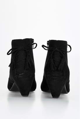 Evans Extra Wide Fit Black Lace Back Ankle Boots