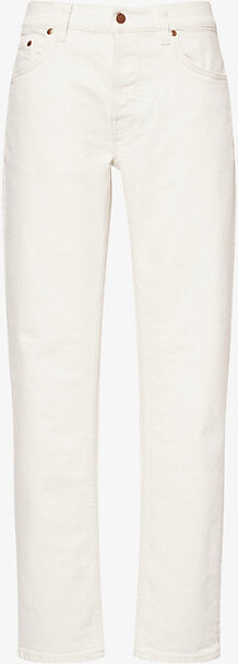 Nudie Jeans Mens Ivory Solid Ollie Slim-Leg Denim Jeans 34/32