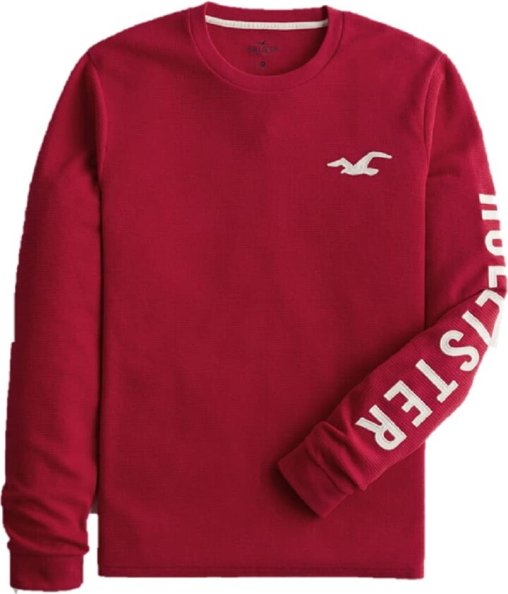 Hollister Shirts Long Sleeve Men Red Hollister Red Blue White